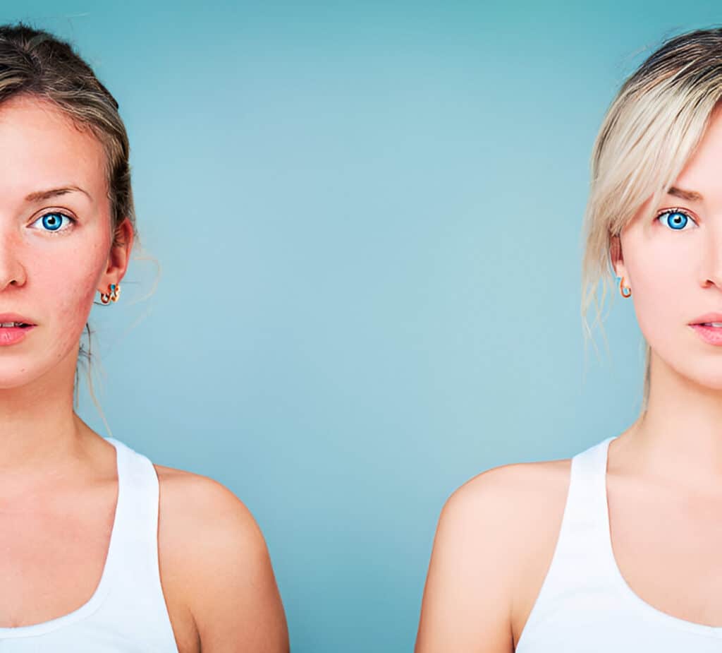 Skin before and after diet